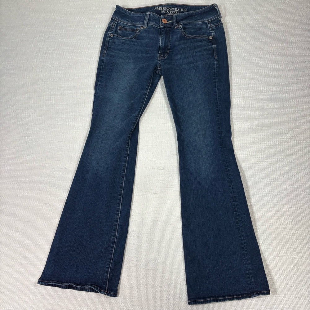 American Eagle Kick Boot Jeans Women’s 6 Short medium Wash Stretch Denim Bootcut